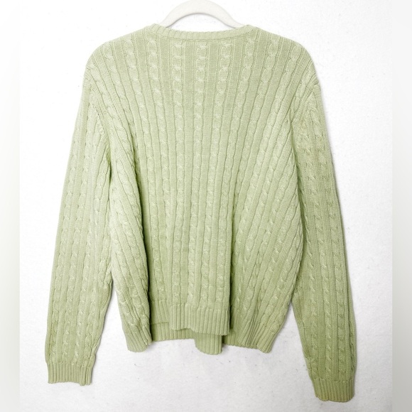Ralph Lauren Celery Green Cable Knit Crewneck Sweater Size XL 100% Cotton - Picture 2 of 5